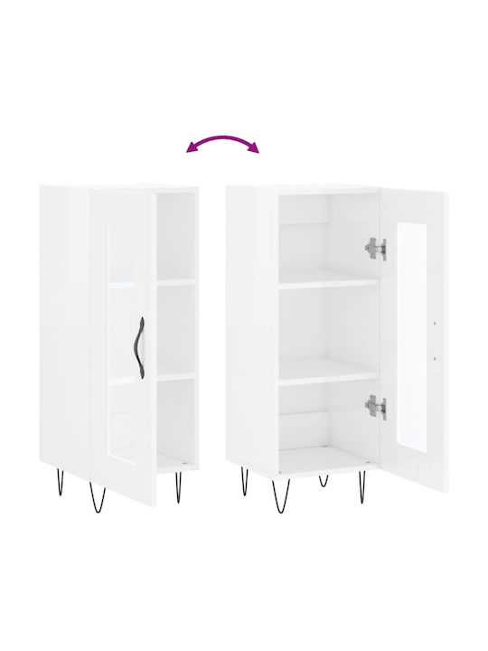Living Room Display Cabinet from Particle Board with Windowed White 34.5x34x90cm