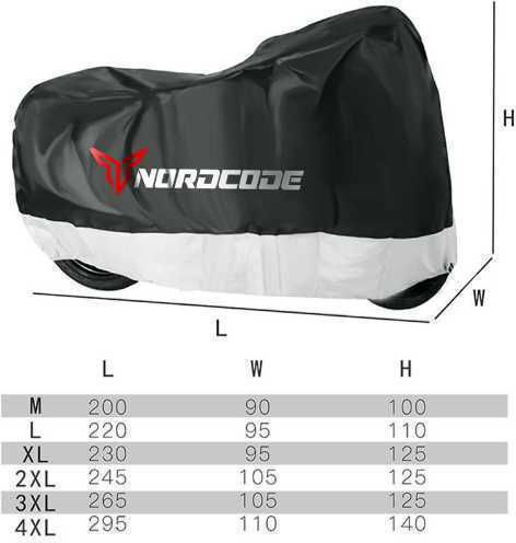 Nordcode Waterproof Motorcycle Cover Standard Plus Extra Large L230xW95xH125cm