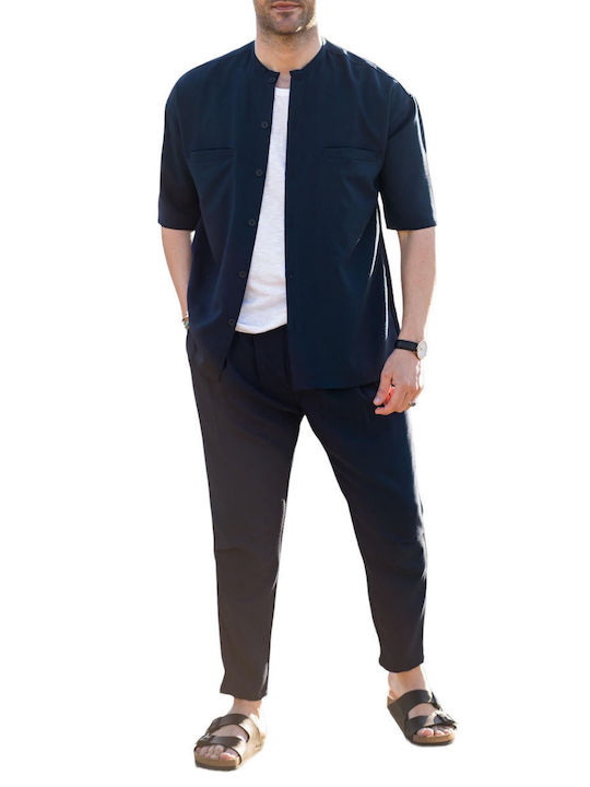 Twin Black Herrenhemd Overshirt Langärmelig Blau