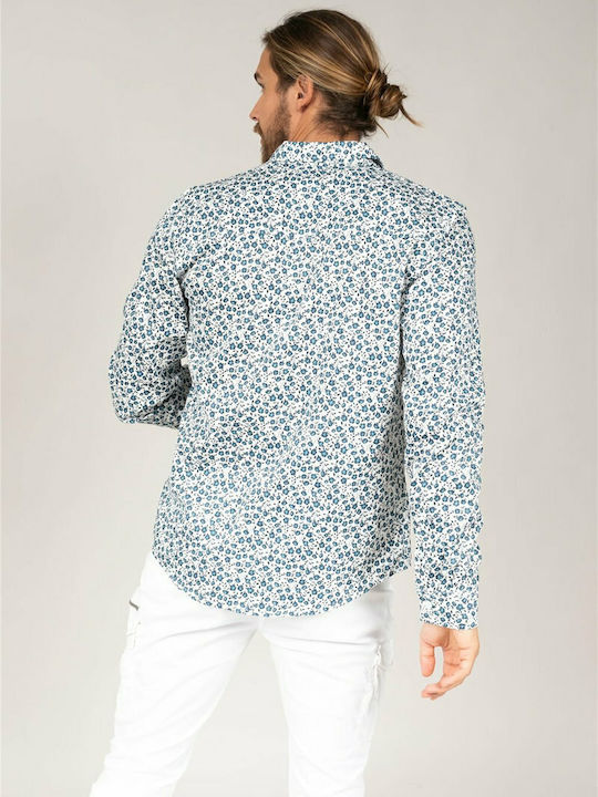 Deeluxe Men's Shirt Long Sleeve Cotton Floral Green