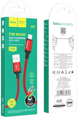Hoco X89 Împletit USB 2.0 spre micro USB Cablu Roșu 1m 1buc