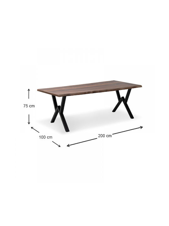 Krista Table Dining Room Wooden with Metal Frame Black 200x110x75cm