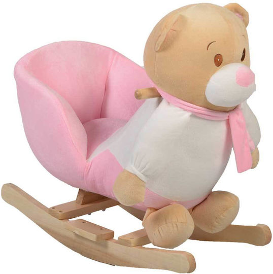 Moni Fabric Rocking Toy Bear for 12+ months with Sounds & Music with Max Load Capacity 30kg Pink