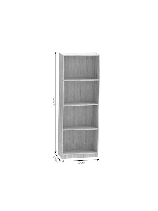 Bookcase Presley grey / wenge 60x30x167cm