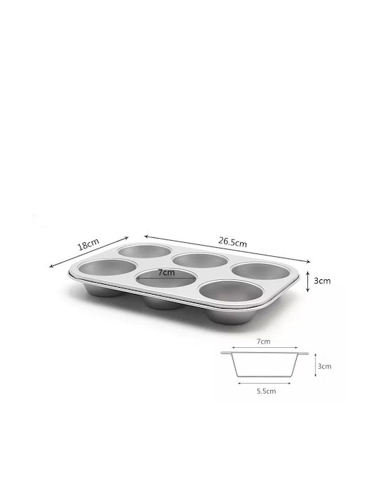 Sugar Love Non-stick Aluminum Cupcakes & Muffins 6 Cups Baking Pan 26.5x18x3cm