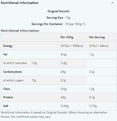 Myprotein Erdnussbutter Sanft Peanut Buttermit Extra Protein 180gr