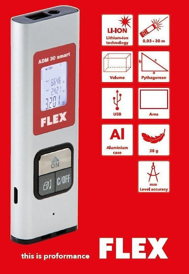 Flex Μέτρο Laser ADM 30 Smart με Δυνατότητα Μέτρησης 30m