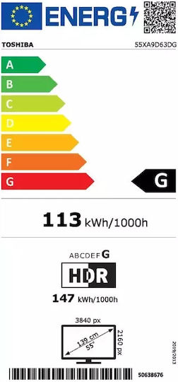Toshiba Smart Τηλεόραση 55" 4K UHD OLED XA9D HDR (2023) 55XA9D63DG