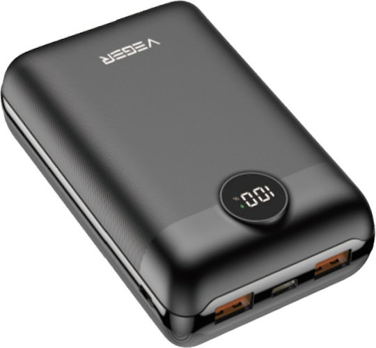 Veger S20 Power Bank 20000mAh 20W με 2 Θύρες USB-A και Θύρα USB-C Power Delivery / Quick Charge 3.0 Μαύρο