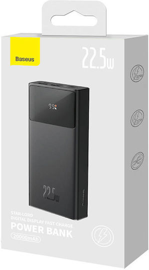 Baseus Star-Lord Power Bank 20000mAh 22.5W με 2 Θύρες USB-A και Θύρα USB-C Power Delivery Μαύρο
