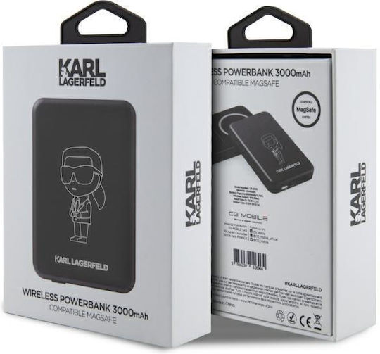 Karl Lagerfeld Ikonik Magsafe MagSafe Power Bank 3000mAh 5W with USB-C Port Black