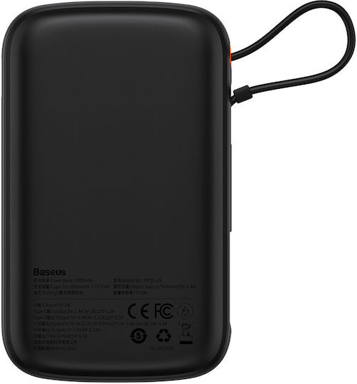 Baseus Qpow Pro Power Bank 10000mAh 20W с USB-A порт и USB-C порт Power Delivery / Бързо зареждане 3.0 Черен