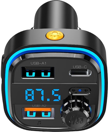XO FM Transmitter Αυτοκινήτου BCC08 με Bluetooth / Type-C / USB