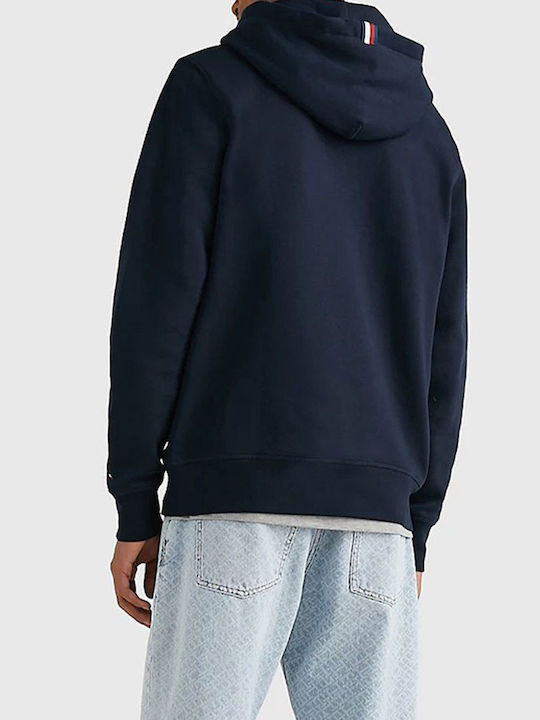 Tommy Hilfiger Herren Sweatshirt mit Kapuze und Taschen Blau