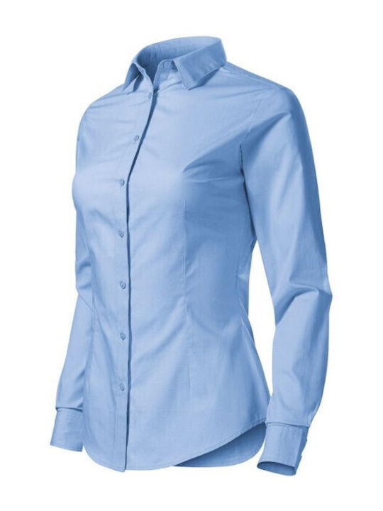 Langärmelig Damen Hemd Hellblau