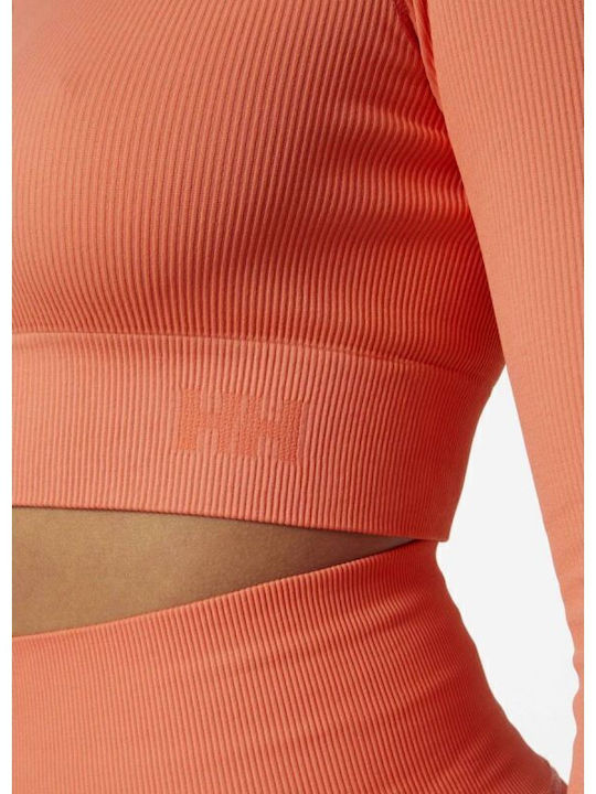 Γυναικείο Αθλητικό Crop Top Μακρυμάνικο Πορτοκαλί