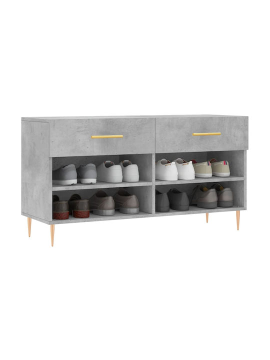 Wooden Shoe Organizer with 4 Shelves Concrete 102x35x55cm