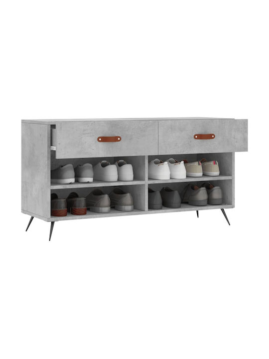 Wooden Shoe Organizer with 4 Shelves Concrete 102x35x55cm