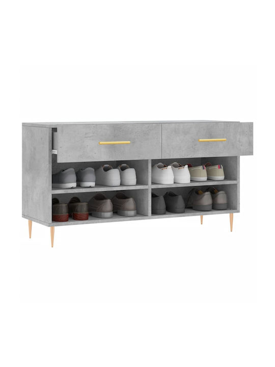 Wooden Shoe Organizer with 4 Shelves Concrete 102x35x55cm