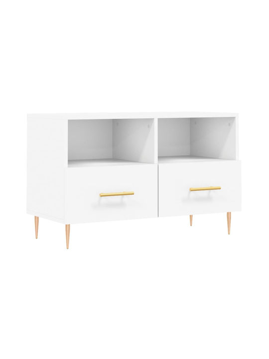 Metal / Particle Board TV Furniture with Drawers White L80xW36xH50cm