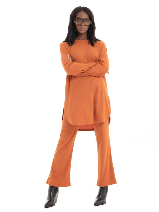 Black & Black Women's Long Sleeve Sweater Orange