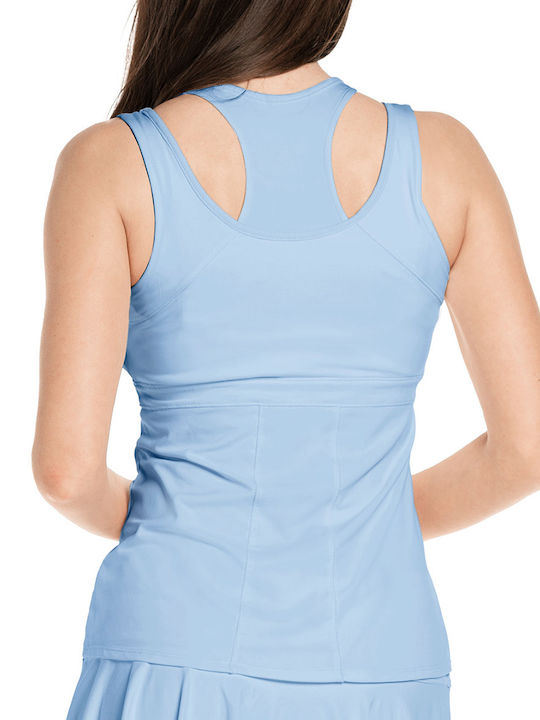 Lucky In Love Women's Athletic Blouse Sleeveless with Sheer Blue