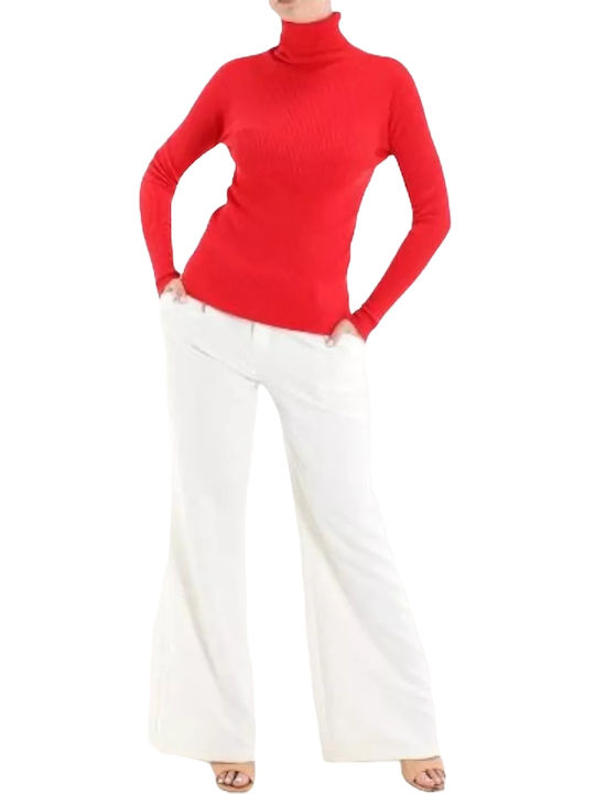 Remix Women's Blouse Long Sleeve Turtleneck Red