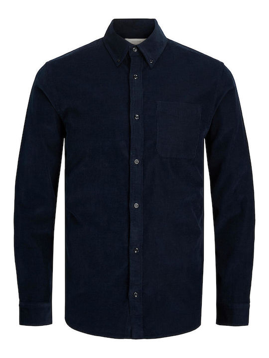 Jack & Jones Herrenhemd Langärmelig Cord Marineblau