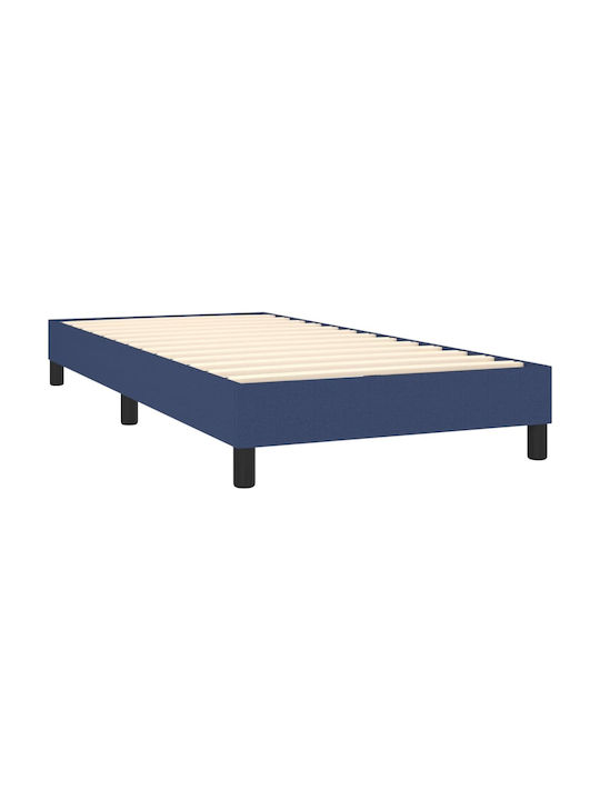 Bett Einzelbett Mit Stoff bezogen Blau mit Latten & Matratze 82x200cm