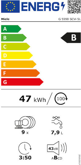 Miele Vollintegrierter Geschirrspüler mit Wi-Fi für 9 Gedecke B44.8xH80.5cm