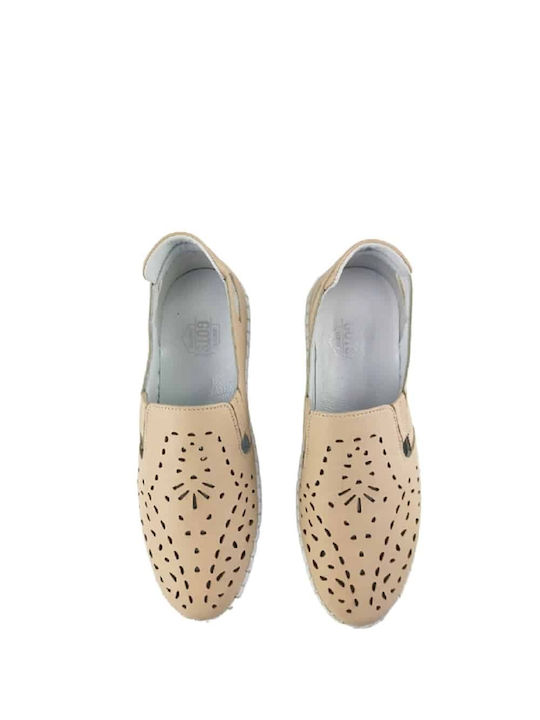 Ανατομικά Γυναικεία Slip-On Δερμάτινα Μπεζ