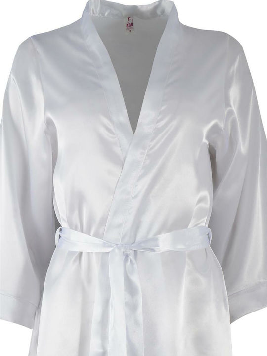 G Secret Summer Women's Satin Robe White