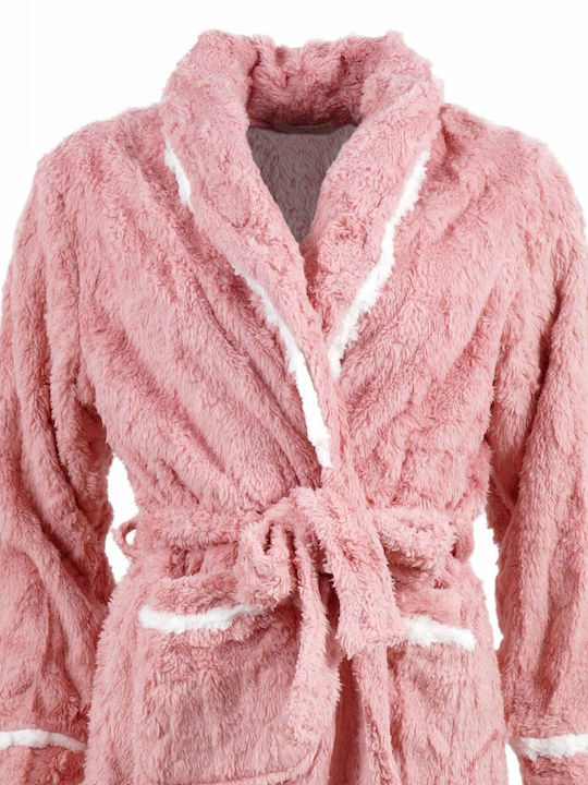 G Secret Winter Women's Fleece Robe Pink