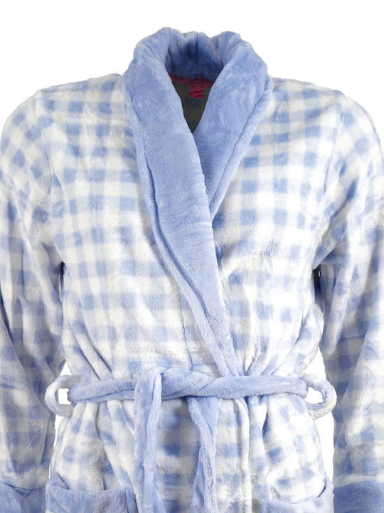 G Secret Winter Women's Fleece Robe Light Blue