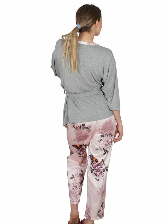 G Secret Winter Damen Pyjama-Set Satin Gray