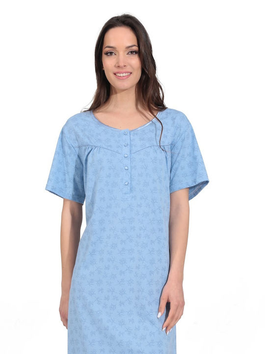 Lydia Creations Sommer Damen Nachthemd Hellblau
