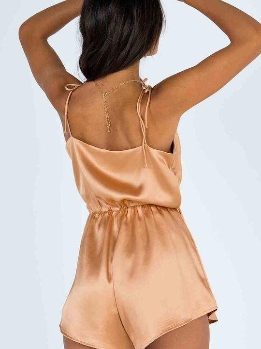 Merry See Sommer Satin,σατεν Damen Nachthemd Braun