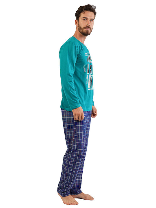 Gazzaz ''Work Men's Winter Cotton Checked Pajamas Set Green