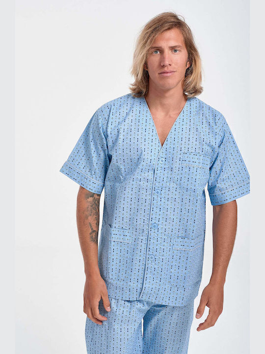 Lion Men's Summer Pajamas Set Light Blue