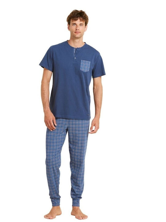 Noidinotte Men's Summer Pajamas Set Blue