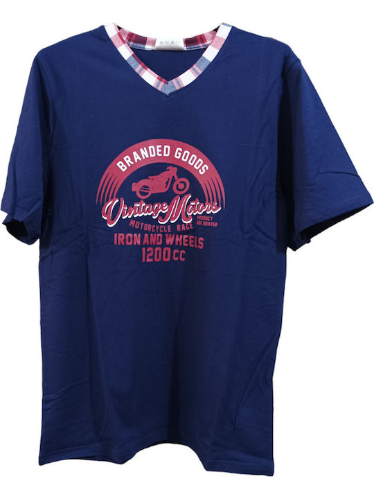 Lydia Creations Men's Summer Pajama Blouse Navy Blue