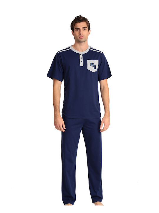 Lydia Creations Καλοκαιρινό Ανδρικό Παντελόνι Πιτζάμας Navy Μπλε