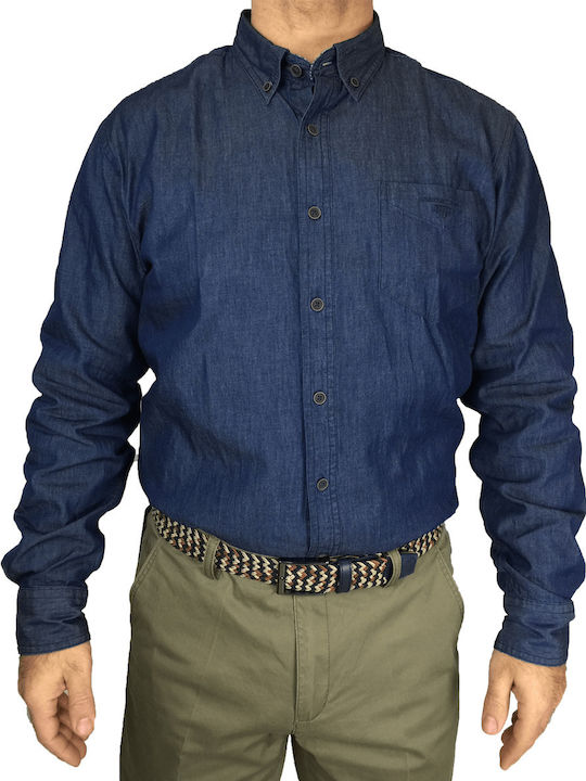 Double Men's Shirt Long Sleeve Denim Denim