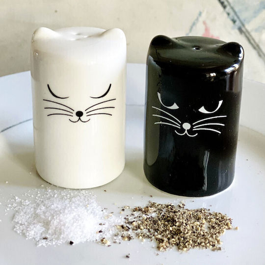 Pylones Chalt and Cheper Salt and Pepper Set Ceramic White - Black 2pcs