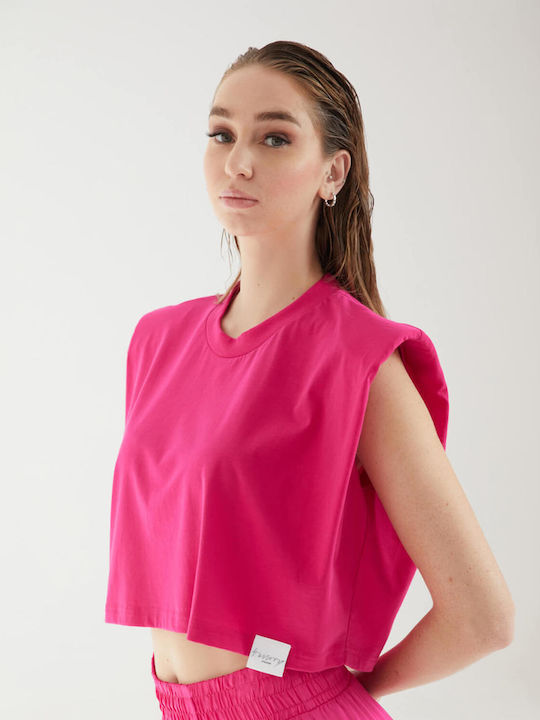 4tailors Damen Sommerliches Crop Top Ärmellos Rosa