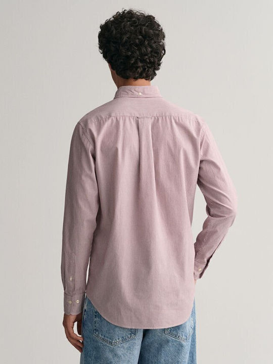 Long-sleeved Cotton Shirt Striped Red