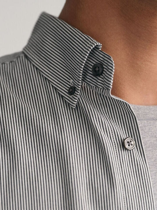 Long-sleeved Cotton Shirt Striped Black