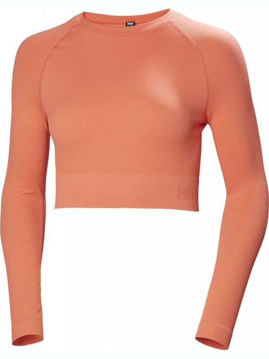 Γυναικείο Αθλητικό Crop Top Μακρυμάνικο Πορτοκαλί