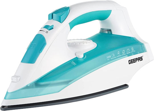 Geepas GSI24015 Steam Iron 2400W with Ceramic Plate and Continuous Steam Supply 50g/min