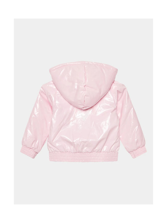 Guess Kinderjacke Kurz mit Kapuze Rosa